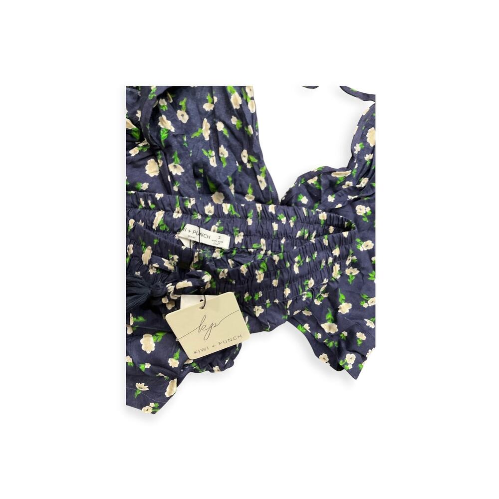 Kiwi + Punch Short Set Women Small Blue Floral NWT - Picture 3 of 3